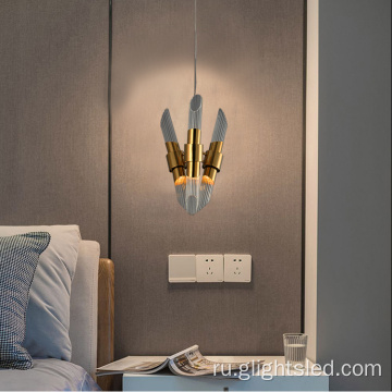 Внутренний декоративный стеклянный светодиодный подвесной светильник из золота для спальни